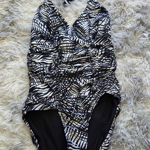 Jordan Taylor ONE-PIECE BATHING SUIT, black and white size 8 - Picture 1 of 8